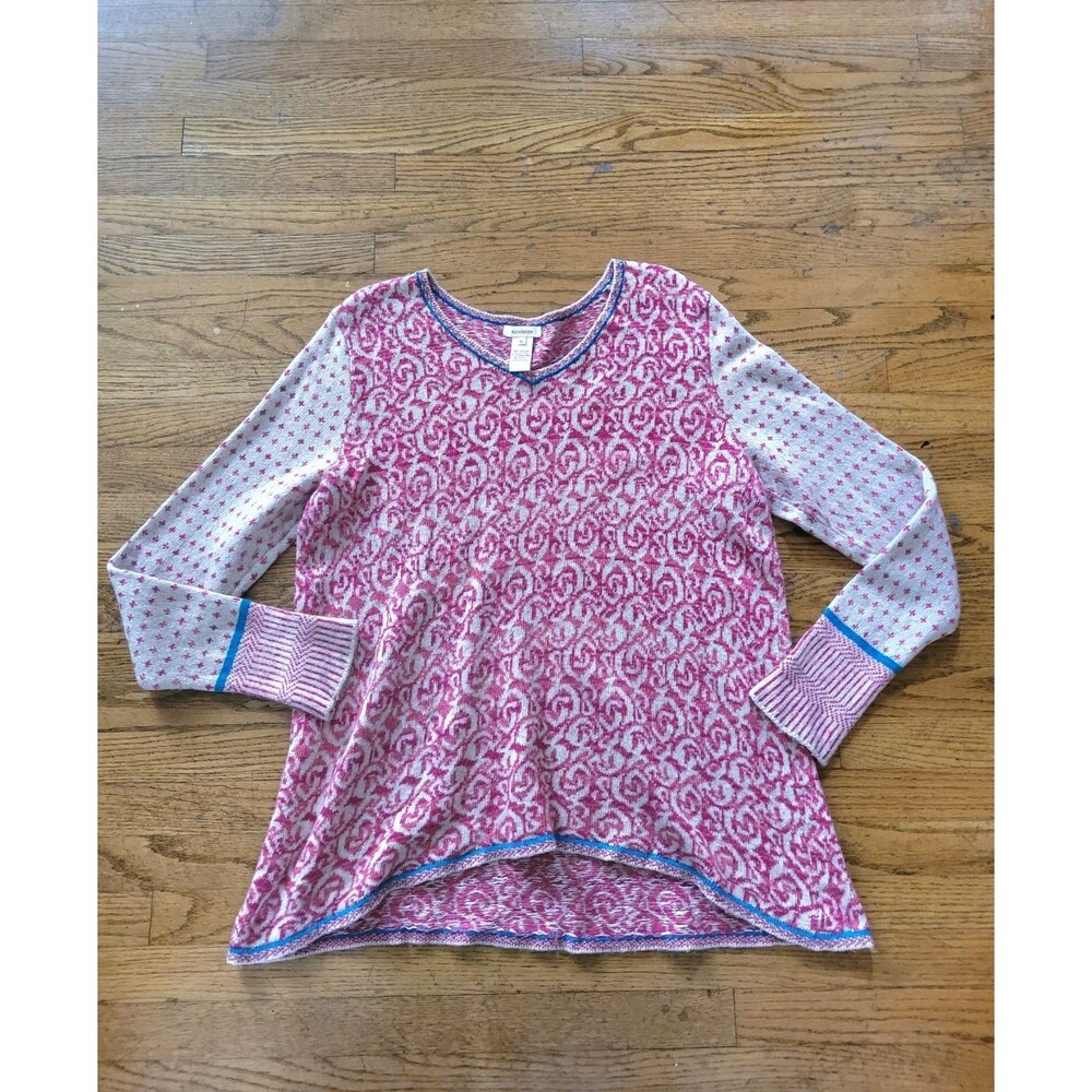 Sundance Chanticleer Sweater Wool/Alpaca Blend V-Neck Floral Print Size XL Soft